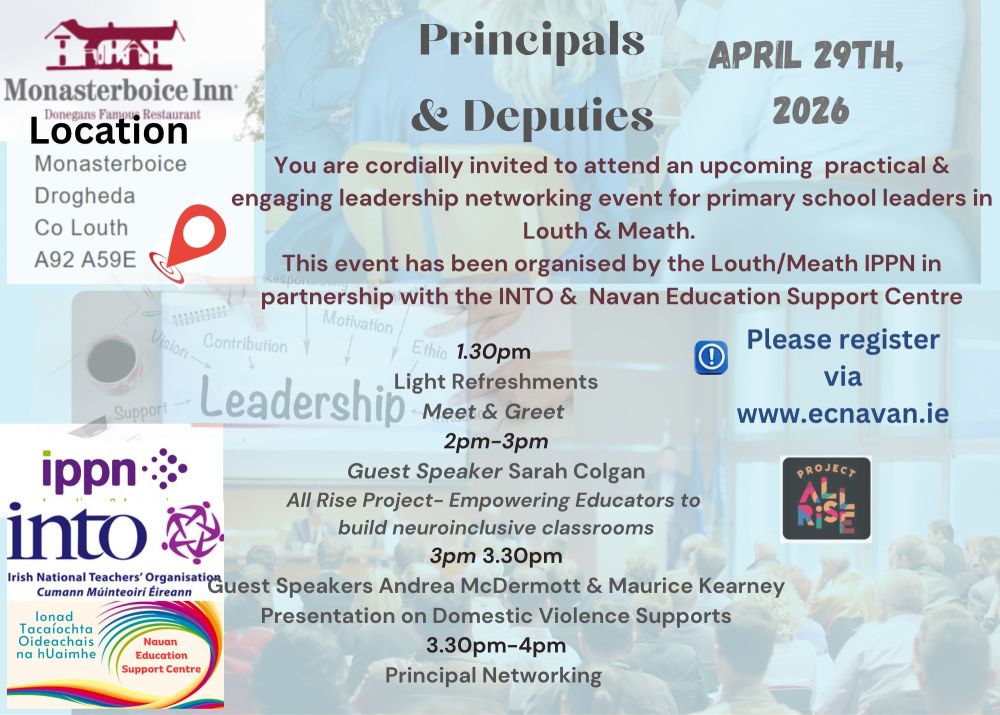 SP26-128 Meath Louth Principals & Deputies – A Practical Engaging Leadership Networking Event for Primary School leaders in Louth & Meath 